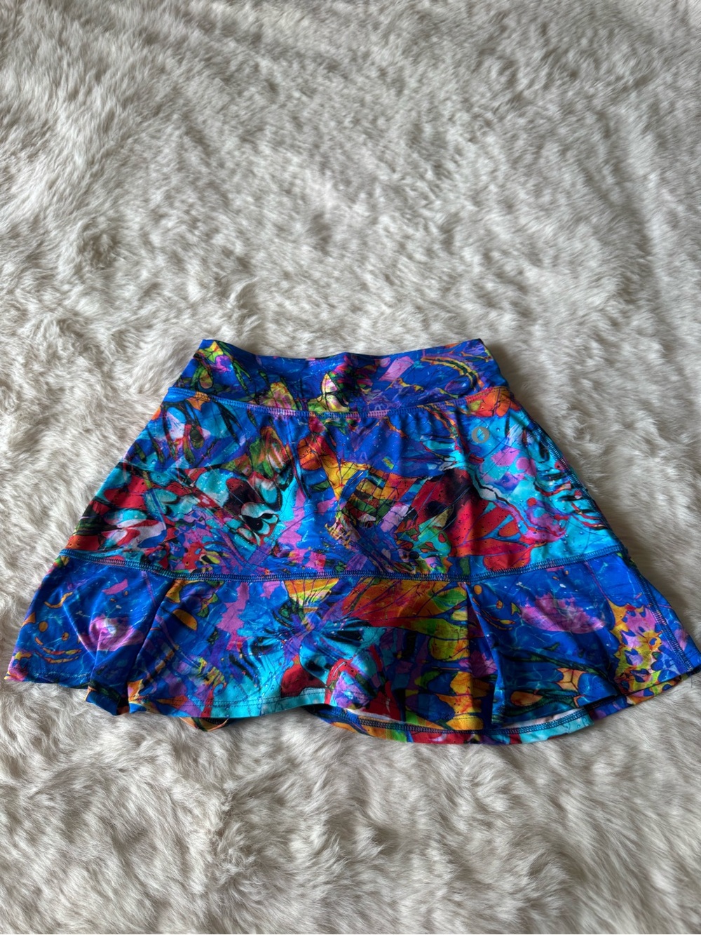 doña jo Blue Multicolor Circle Skater mini Skirt